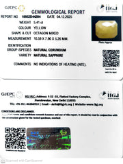 5.41/CT Natural Yellow Sapphire With Govt Lab Certificate-10952D44204